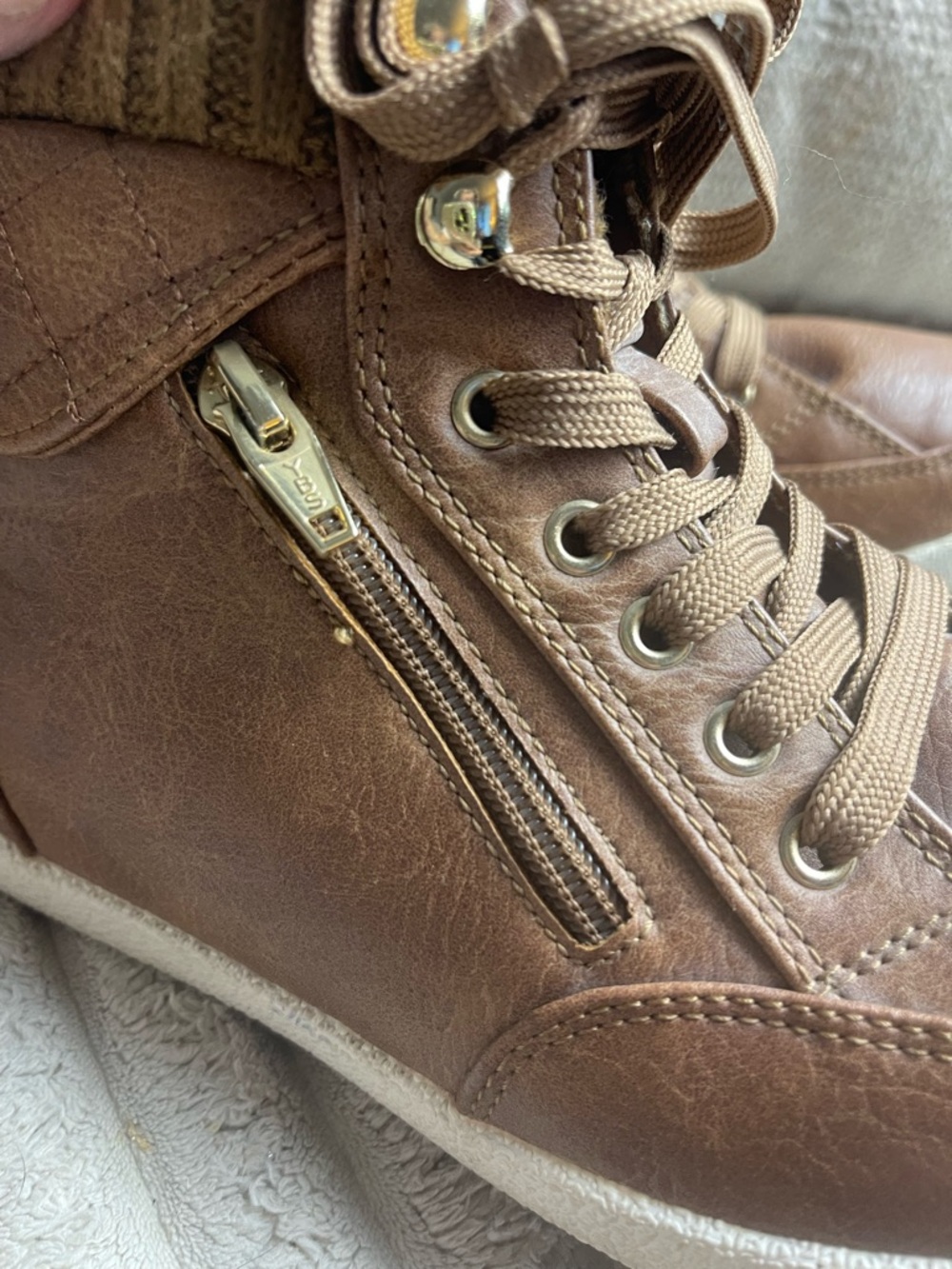 Arizona Jean Company Brown Leather-Look Lace-Up Ankle Booties - Picture 5 of 9